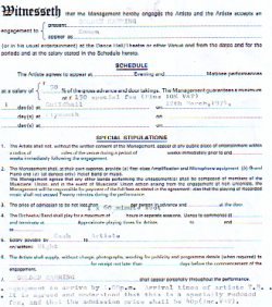 Golden Earring March 12 1974 concert contract part 2